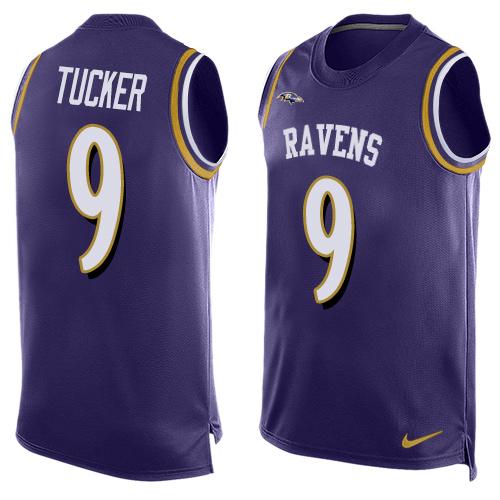 Nike Ravens #9 Justin Tucker Purple Team Color Men's Stitched NFL Limited Tank Top Jersey - Click Image to Close